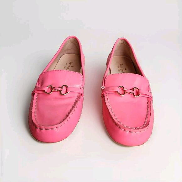Kate Spade Bergman Neon Pink Patent Leather Loafer Moccasins Size 8.5 B - Picture 2 of 9